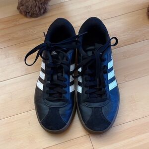 adidas Black Athletic Sneakers with White Stripes